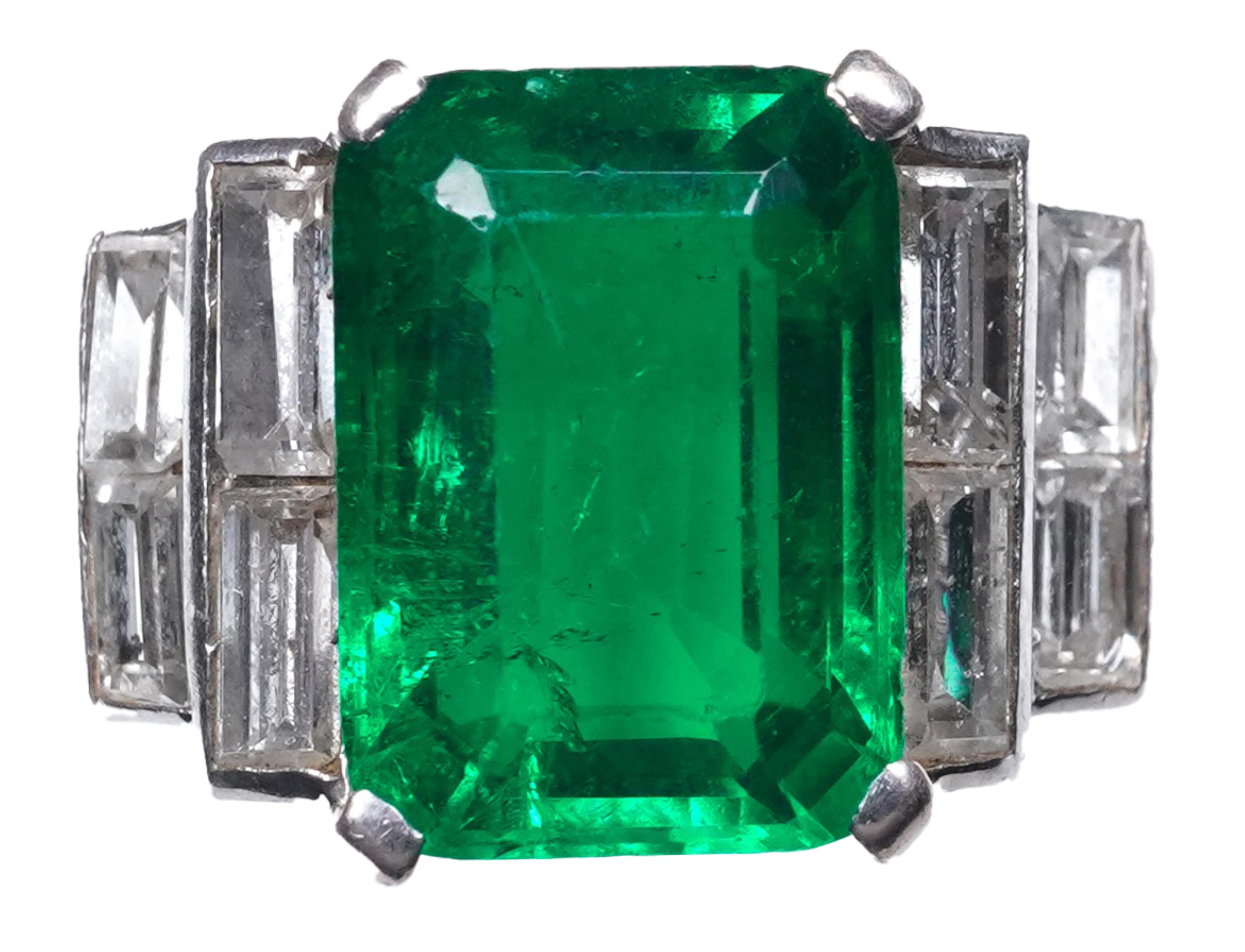 A fine Art Deco emerald and diamond ring, circa 1930